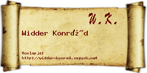 Widder Konrád névjegykártya